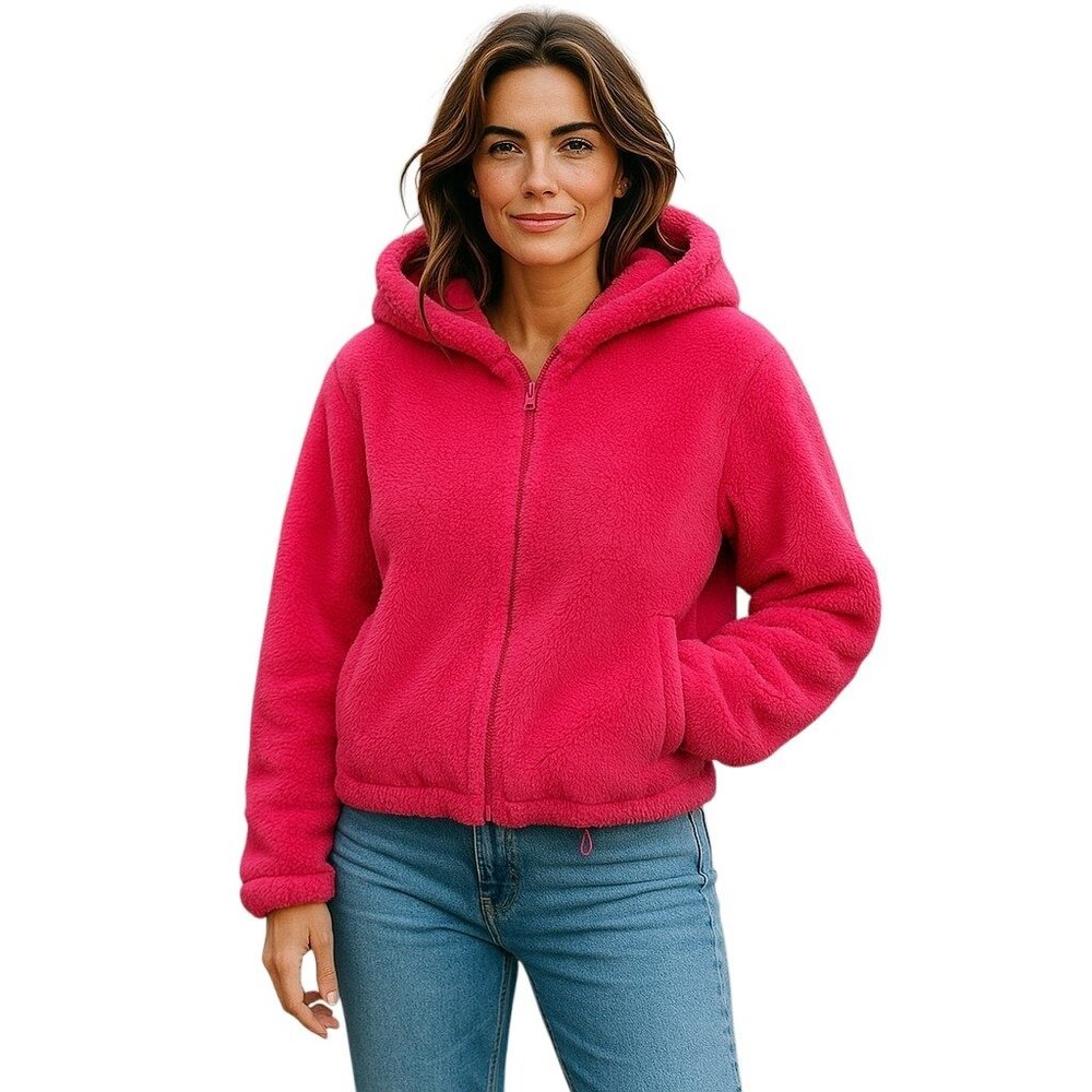 Apparis Faux Fur Pink Hooded Zip Jacket 2xl NWOT XXL